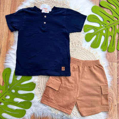 Conj. Camiseta Gola Portuguesa e Bermuda - Marinho